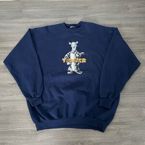 Vintage Navy Blue Disney Tigger Winnie the Pooh Graphic Crewneck Sweatshirt